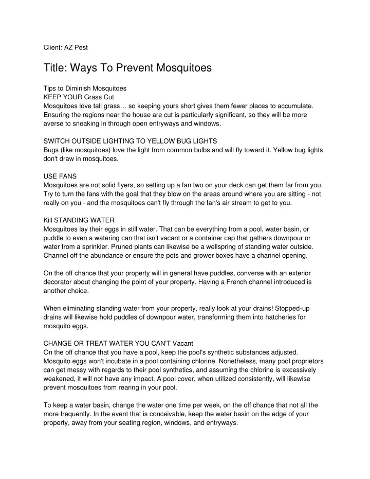 client az pest title ways to prevent mosquitoes