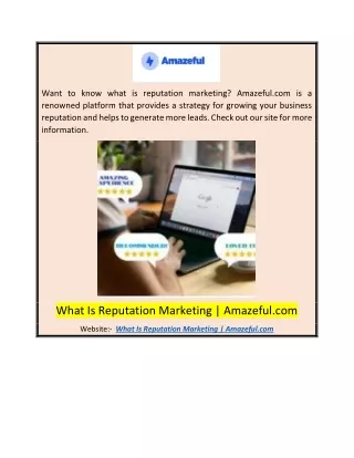 want to know what is reputation marketing