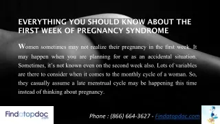 Everything you should know about the first week of pregnancy syndrome