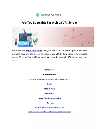 Are You Searching For A Linux VPS Server