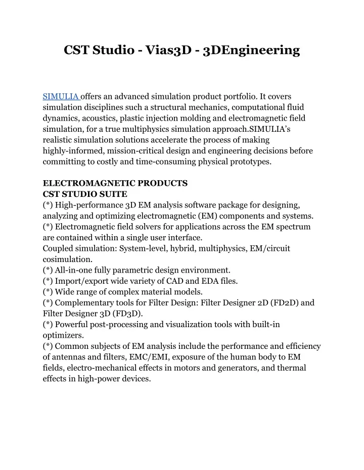 cst studio vias3d 3dengineering