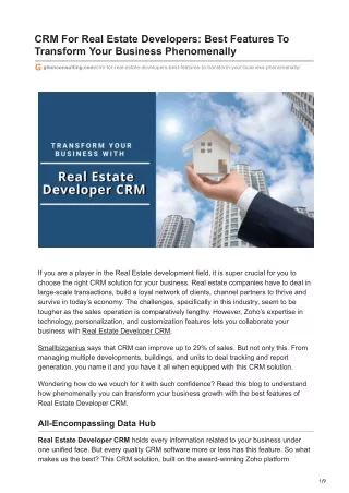 CRM For Real Estate Developers: Best Features To Transform Your Business Phenome