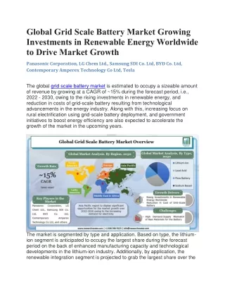 global grid scale battery market growing