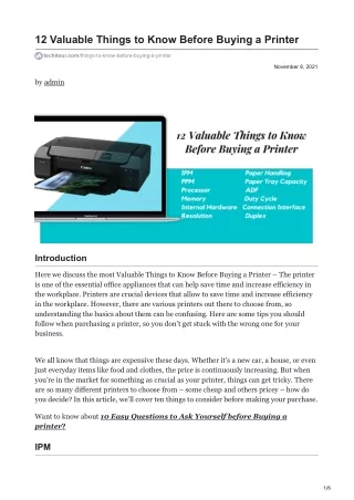 12 Valuable Things to Know Before Buying a Printer