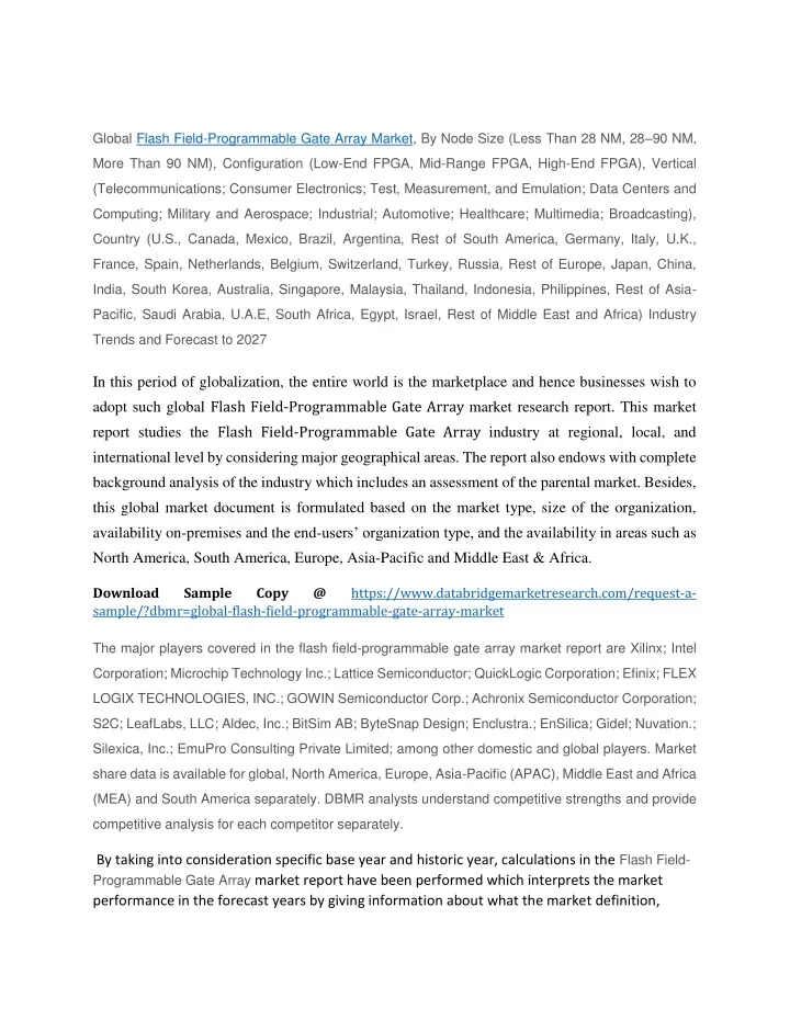 global flash field programmable gate array market