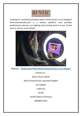 Professional Photo Booth Rental Service In Los Angeles  Rusticcharmbooth.com
