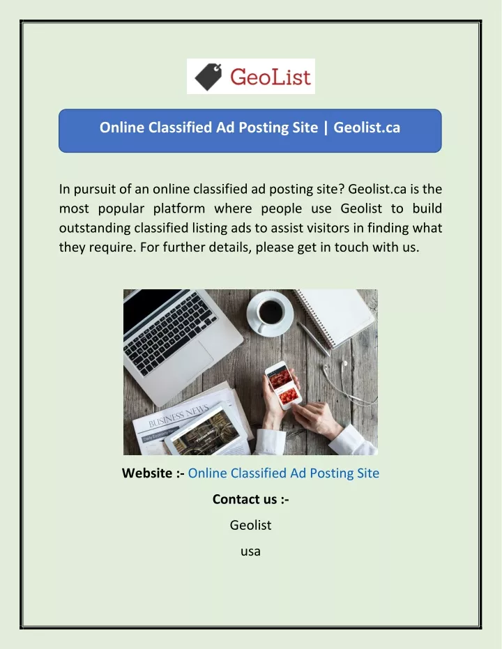 online classified ad posting site geolist ca