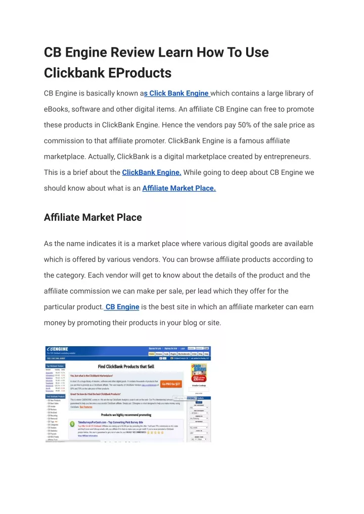 cb engine review learn how to use clickbank