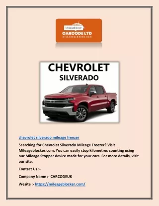Chevrolet Silverado Mileage Freezer | Mileageblocker.com