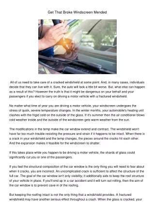 get that broke windscreen mended