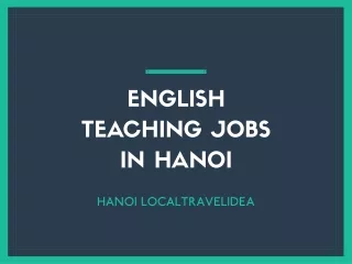 ENGLISH TEACHING JOBS IN HANOI