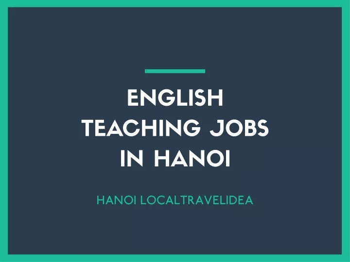 english teaching jobs in hanoi