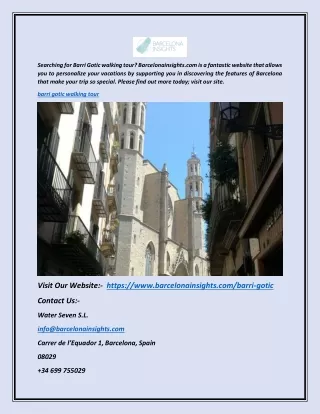Barri Gotic Walking Tour | Barcelonainsights.com