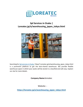 3pl Services in Osaka | Loreatec.jp/e/warehousing_japan_tokyo.html