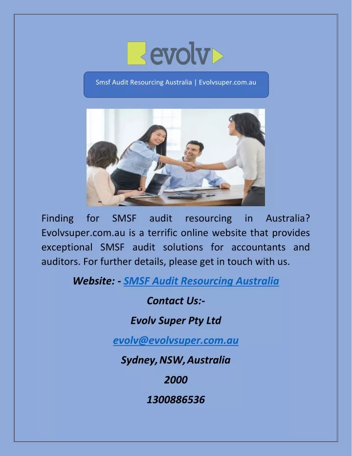 smsf audit resourcing australia evolvsuper com au