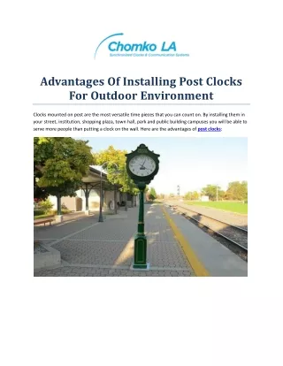 Advantages Of Installing Post Clocks For Outdoor Environment