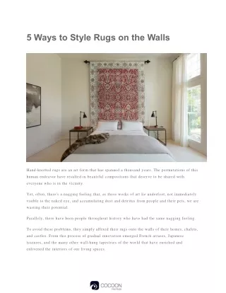 5 Ways to Style Rugs on the Walls | Cocoon Fine Rugs