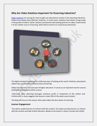 why are video solutions important for elearning