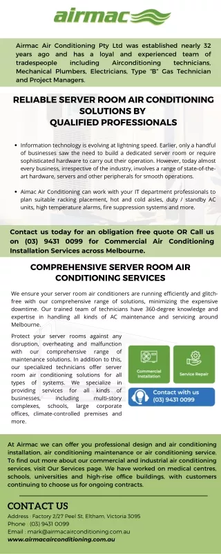airmac air conditioning pty ltd was established