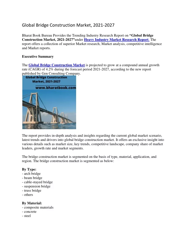 global bridge construction market 2021 2027