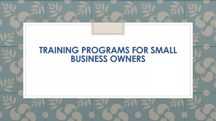 training programs for small business owners