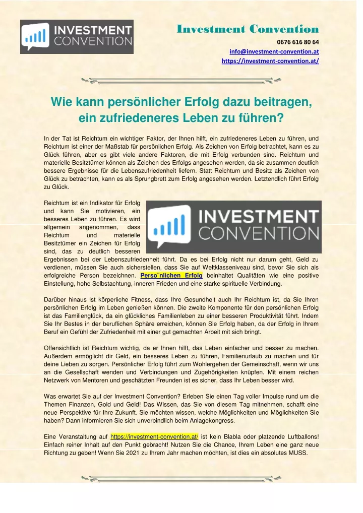 investment convention