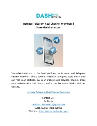 Increase Telegram Real Channel Members | Store.dashinsta.com