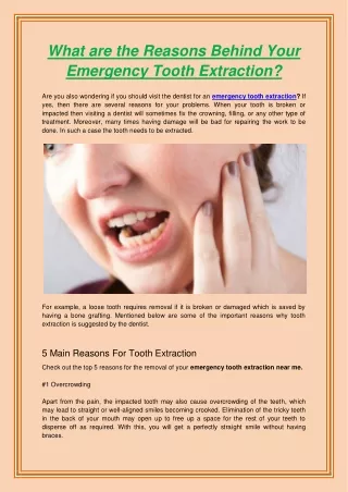 what are the reasons behind your emergency tooth