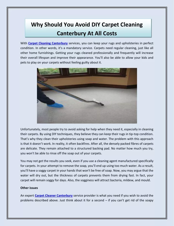 why should you avoid diy carpet cleaning