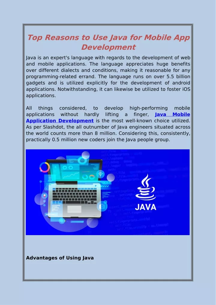 top reasons to use java for mobile app development