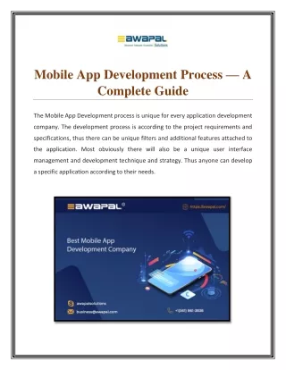 Mobile App Development Process — A Complete Guide