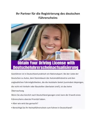 Ihr Partner für die Registrierung des deutschen Führerscheins