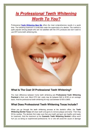 Is Professional Teeth Whitening Worth To You