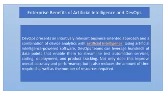 Enterprise Benefits of Artificial Intelligence and DevOps