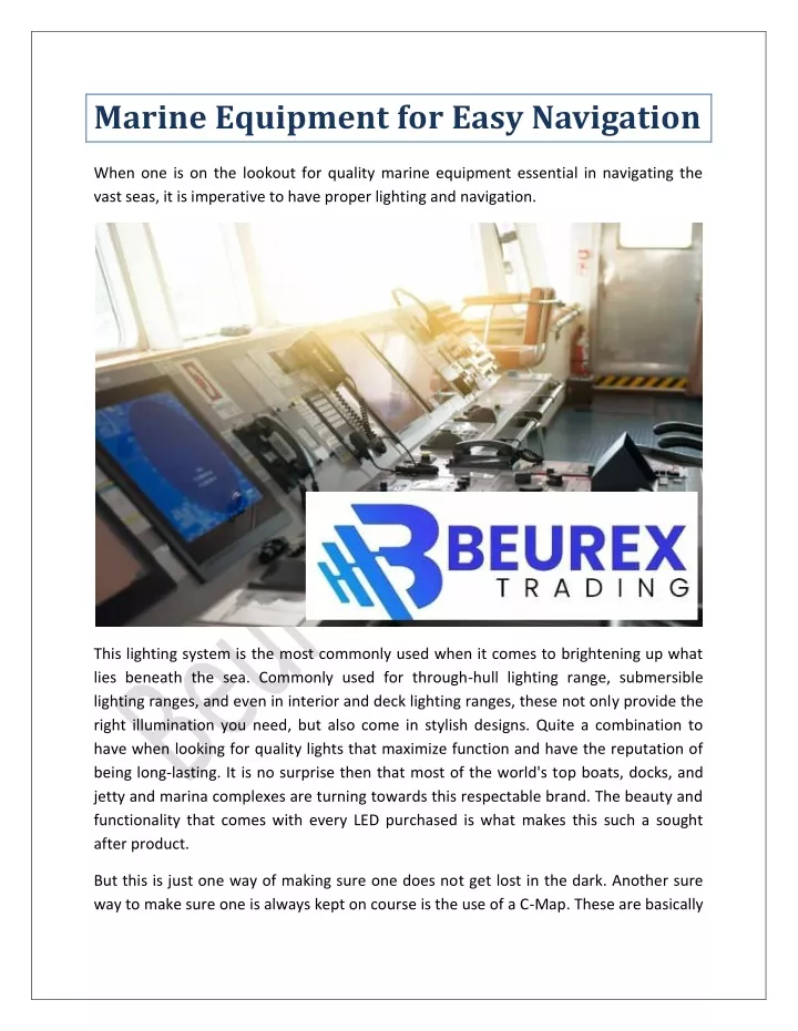 marine equipment for easy navigation