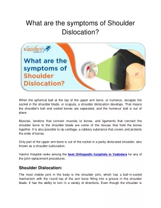 What are the symptoms of Shoulder Dislocation