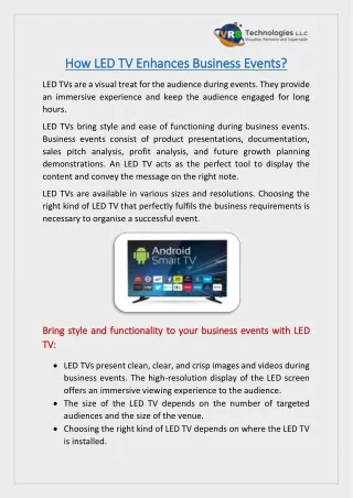 how led tv how led tv enhances business events