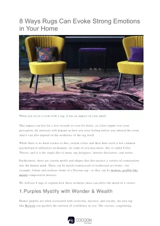 8 Ways Rugs Can Evoke Strong Emotions in Your Home | Cocoon Fine Rugs