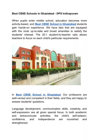 Best CBSE Schools in Ghaziabad - DPS Indirapuram