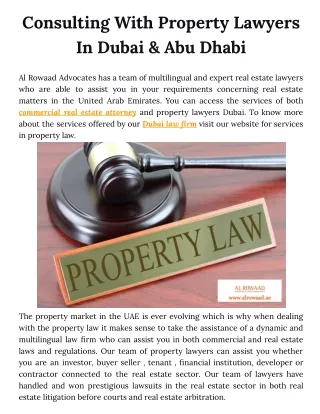 Consulting With Property Lawyers In Dubai & Abu Dhabi