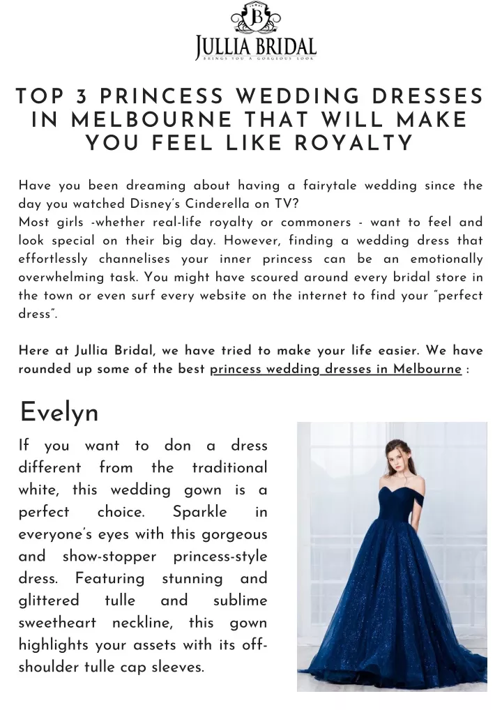 top 3 princess wedding dresses in melbourne that