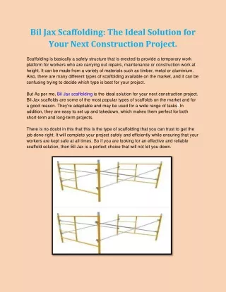 bil jax scaffolding the ideal solution for your