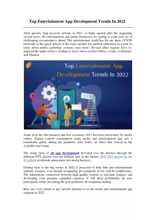 top entertainment app development trends in 2022