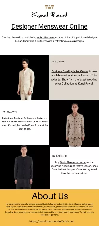 Designer Menswear Online – Kunal Rawal