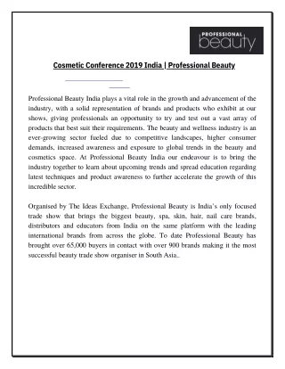 Cosmetic Conference 2019 India