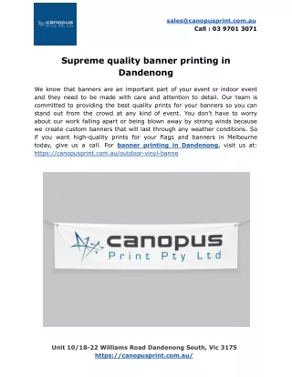Supreme quality banner printing in Dandenong