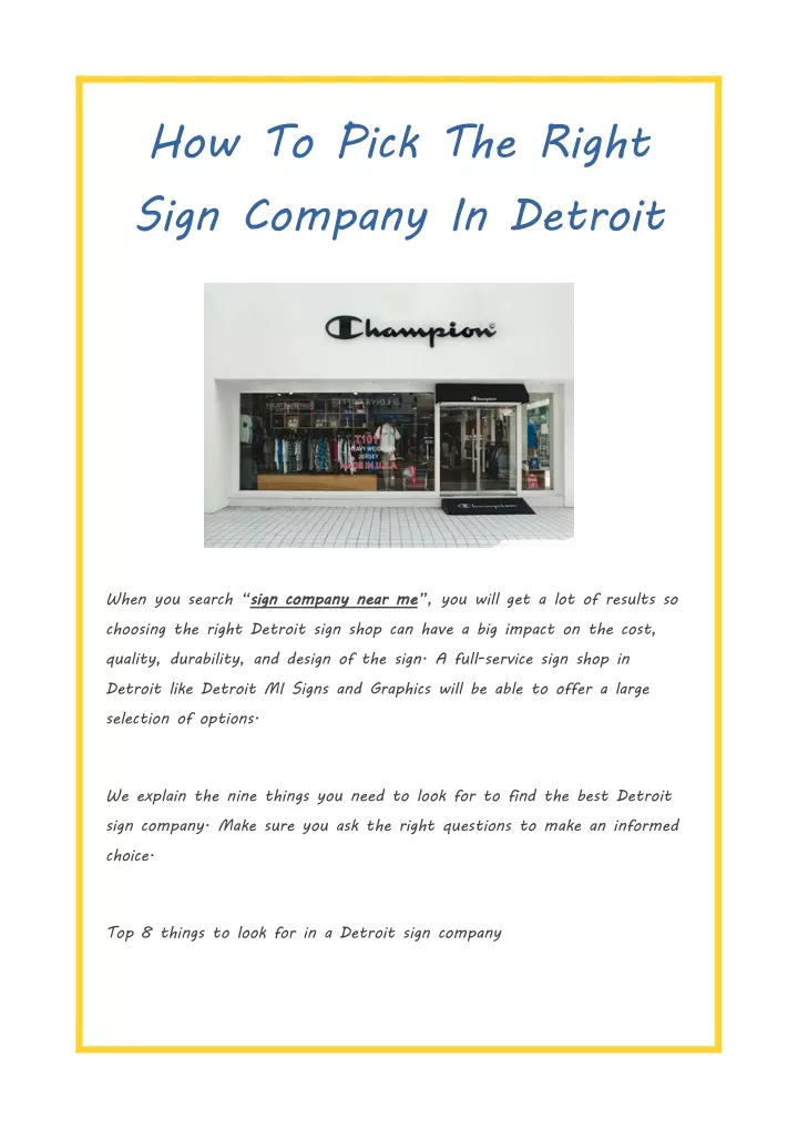 how to pick the right sign company in detroit