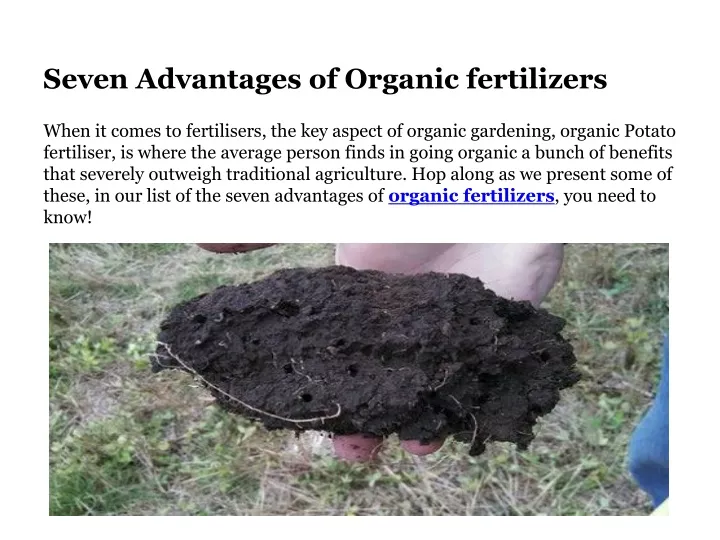 seven advantages of organic fertilizers