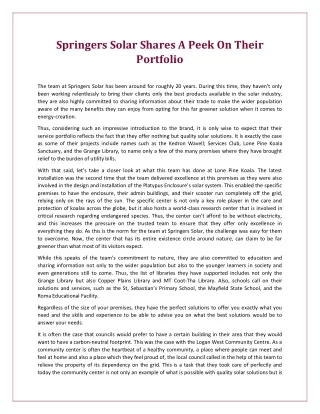 springers solar shares a peek on their portfolio