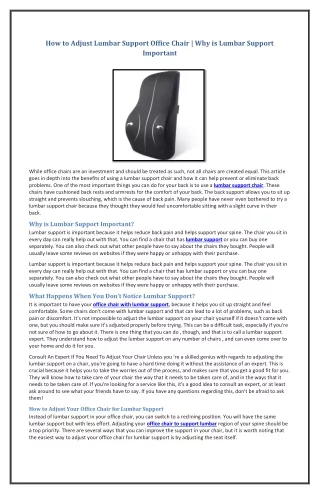 how to adjust lumbar support office chair